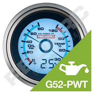 Oil pressure and water temperature gauge with optional temperature di
