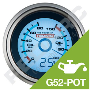 Oil pressure and oil temperature gauge with optional temperature disp