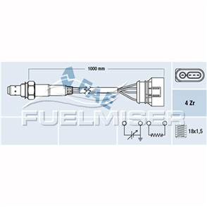 OXYGEN SENSOR DIRECT FIT 4 WIRE 1000MM CABLE