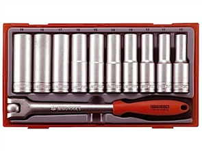 Teng 11pc 1/2in Dr. Deep Skt Set 10-19mm - TC-Tray