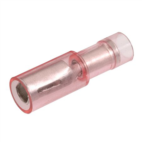 Crimp Terminal Female Bullet Red Insulated 4.3mm - 10 Pce