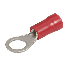 Crimp Terminal Ring Red Insulated 5mm - 25 Pce