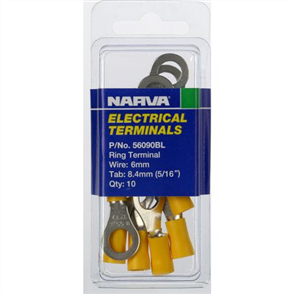 Crimp Terminal Ring Yellow Insulated 8.4mm - 10 Pce