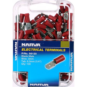 Crimp Terminal Male Blade Blue Terminal Entry 6.3 x 0.8mm Vinyl 100 Pc