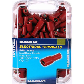 Crimp Terminal Female Blade Red Terminal Entry 6.3 x 0.8mm Vinyl 100 P