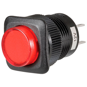 Push/Push Button Switch Off/On SPST Red LED (Contacts Rated 6A @ 12V)
