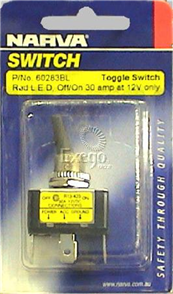 Heavy Duty Toggle Switch Off/On SPST Red LED (Contacts Rated 20A @ 12V
