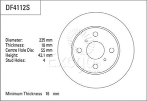 Disc Brake Rotor 235mm x 16 Min
