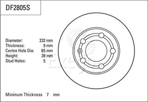 Disc Brake Rotor 230mm x 7 Min