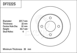 Disc Brake Rotor 238mm x 20 Min