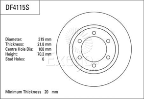 Disc Brake Rotor 319mm x 20 Min