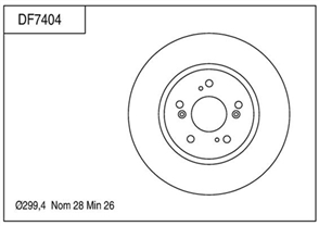 Disc Brake Rotor 299.4mm x 26 Min