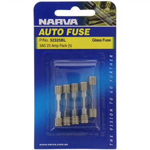 Narva Glass Fuse 3AG 25A 5Pk