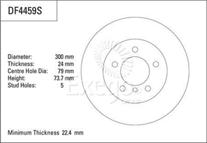 Disc Brake Rotor 300m x 22.4 Min