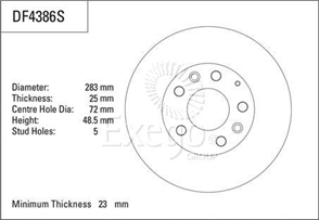 Disc Brake Rotor 283mm X 23mm min