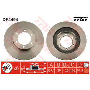 Disc Brake Rotor 338mm x 26 Min
