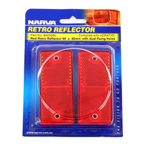 Reflector Rectangle Red 40 x 90mm - 2 Pce