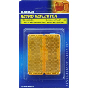 Reflector Rectangle Amber 28 x 70mm - 2 Pce