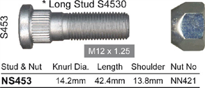 WHEEL STUD & NUT - M12 X 1.25MM