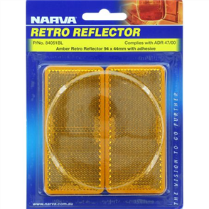 Reflector Rectangle Amber 44 x 94mm - 2 Pce