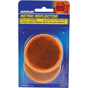 Reflector Round Amber 65mm - 2 Pce