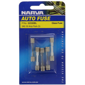 Narva Glass Fuse 3AG 30A 5Pk